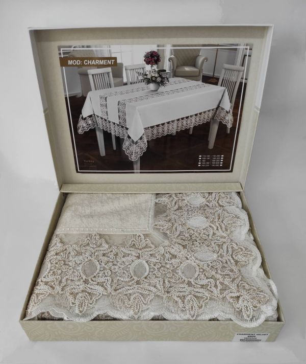Скатертина Велюр Acme Tekstil 160x220 Charment Krem