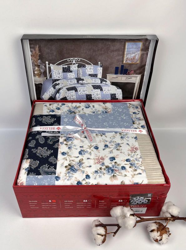 Постільна білизна Belizza фланель 160x220 Plaid Blue