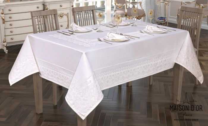 Скатертина Set Maison D'or 160х320+8psc Palmer White