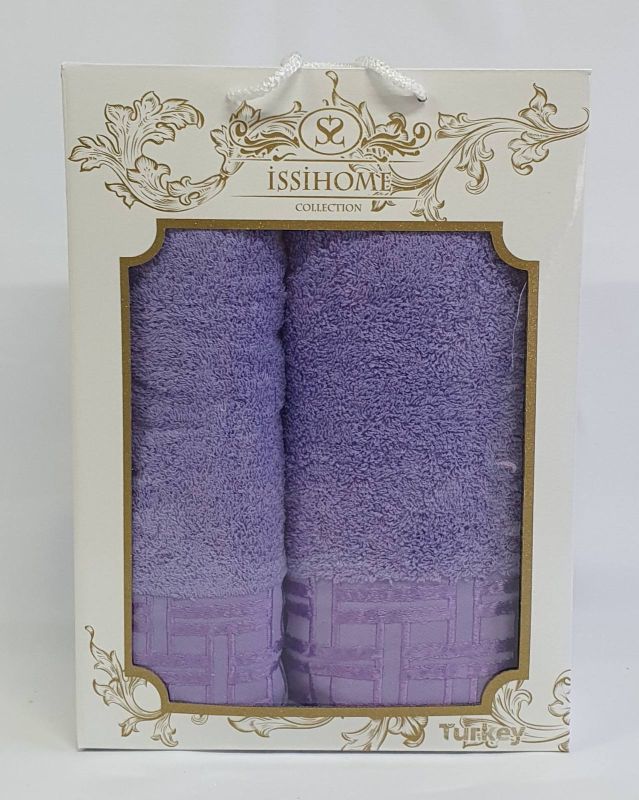 Набір махрових рушників 2шт Issihome кубик  Purple