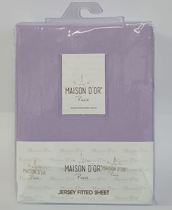 Простирадло на резинці 180x200 трикотаж з наволочками Maison D'or Lilac