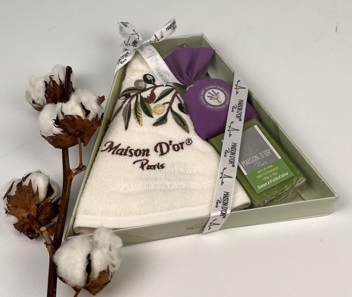 Подарунковий кухонний рушник+мило саше Maison D'or "Olive" Ecru