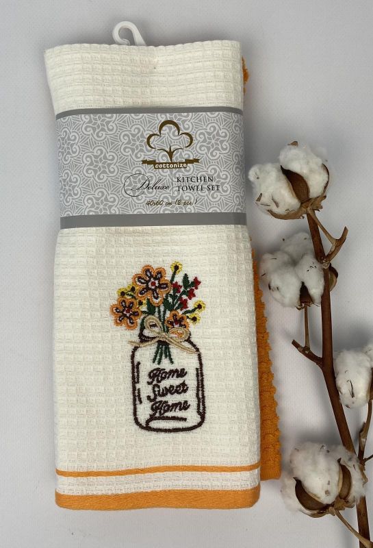 Набір кухонних рушників 2 шт Cottonize Flowers Orange