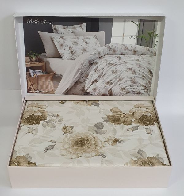 Постільна білизна Maison D'or ранфорс Bella Rose 200х220 Beige
