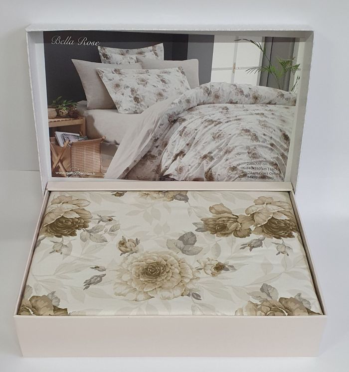 Постільна білизна Maison D'or ранфорс Bella Rose 200х220 Beige