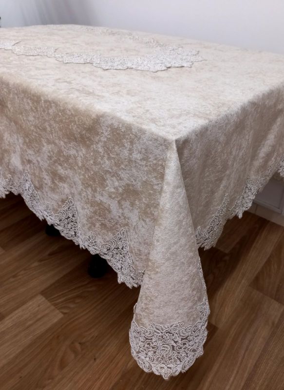 Скатертина Велюр Acme Tekstil 160x260 Quenn Capiccino PVS
