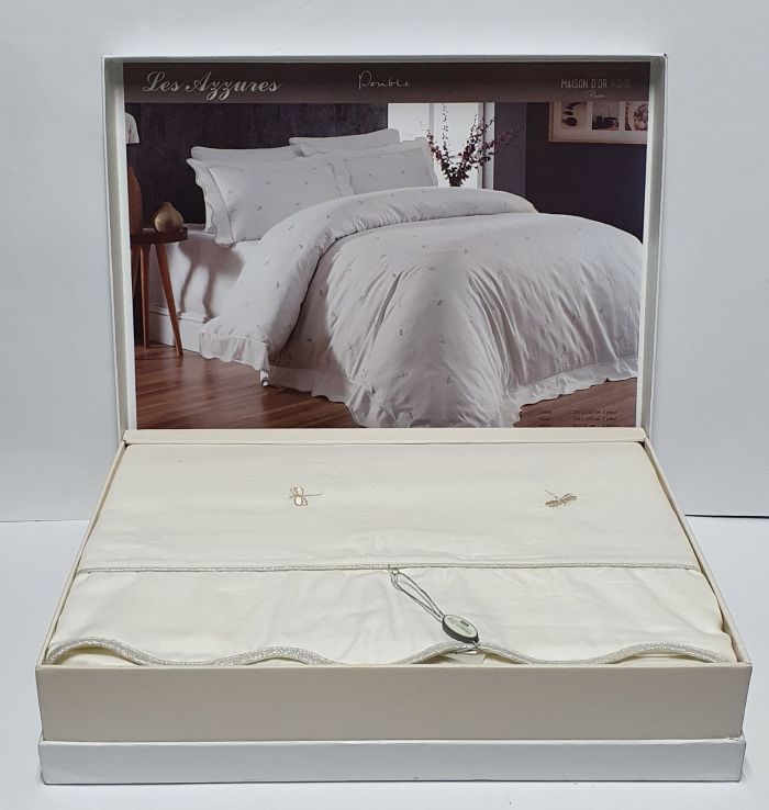 Постільна білизна Maison D'or сатин з вишивкою 200х220 Les Azzures Beige