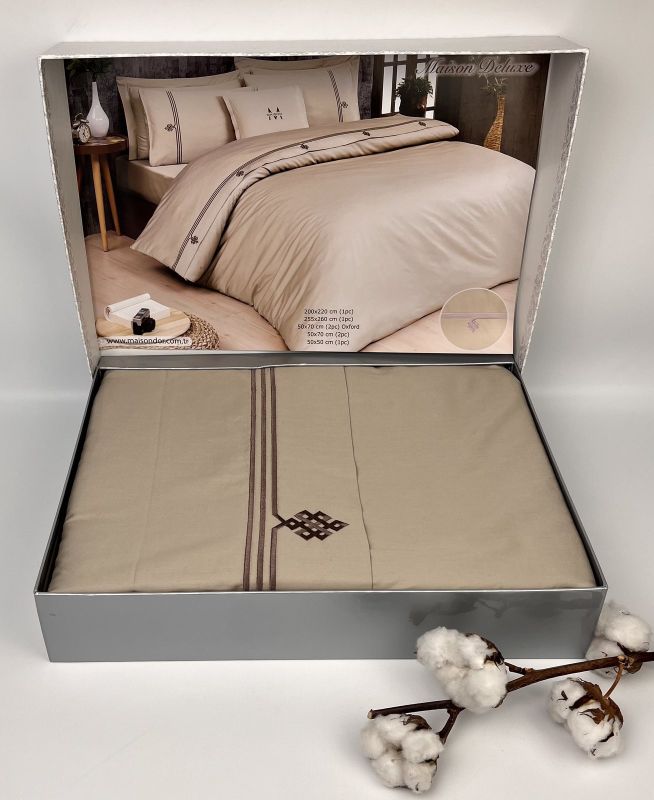 Постільна білизна Maison D'or Deluxe сатин 200х220 Beige-Brown