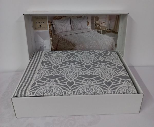 Покривало My Bed Жаккард 240x260 з наволочками Linea Grey
