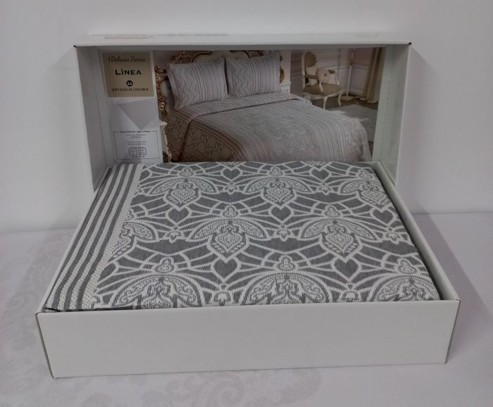 Покривало My Bed Жаккард 240x260 з наволочками Linea Grey