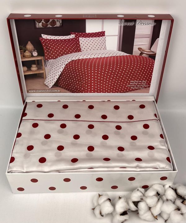 Постільна білизна Maison D'or сатин 200х220 Sweet Dreams Red