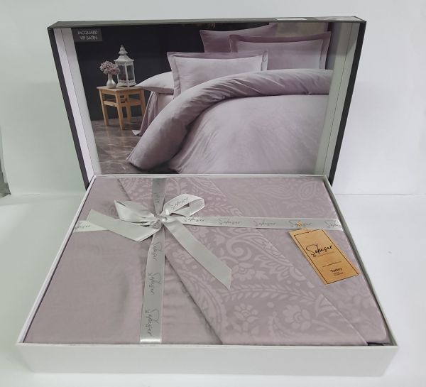 Постільна білизна Saheser Jacquard Vip Satin 200X220 Cucumbers Lila