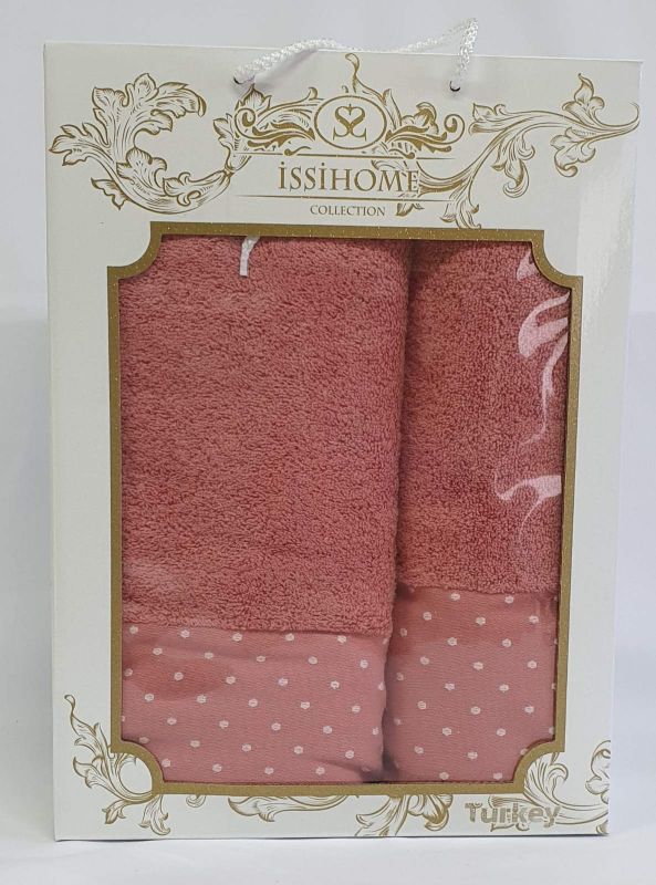 Набір махрових рушників 2шт Issihome точка Dirty pink