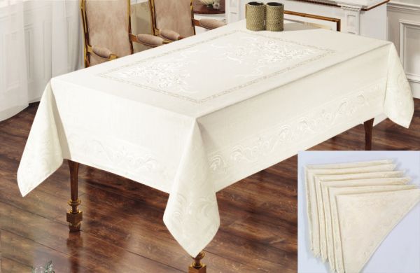 Скатертина Sagol тефлон 160x350 Sgl-003 Cream + 10 серветок 45 см *