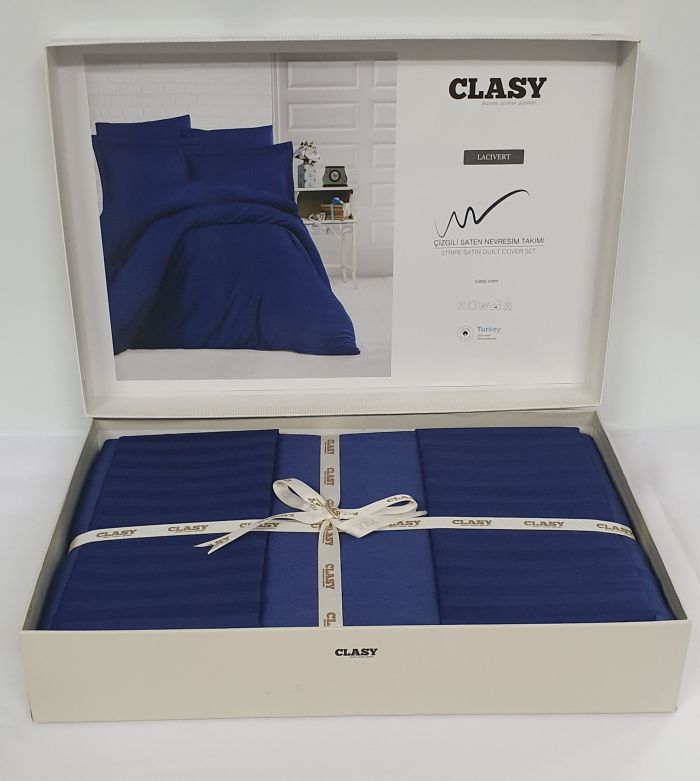 Постільна білизна CLASY страйп-сатин 200x220 см Lacivert