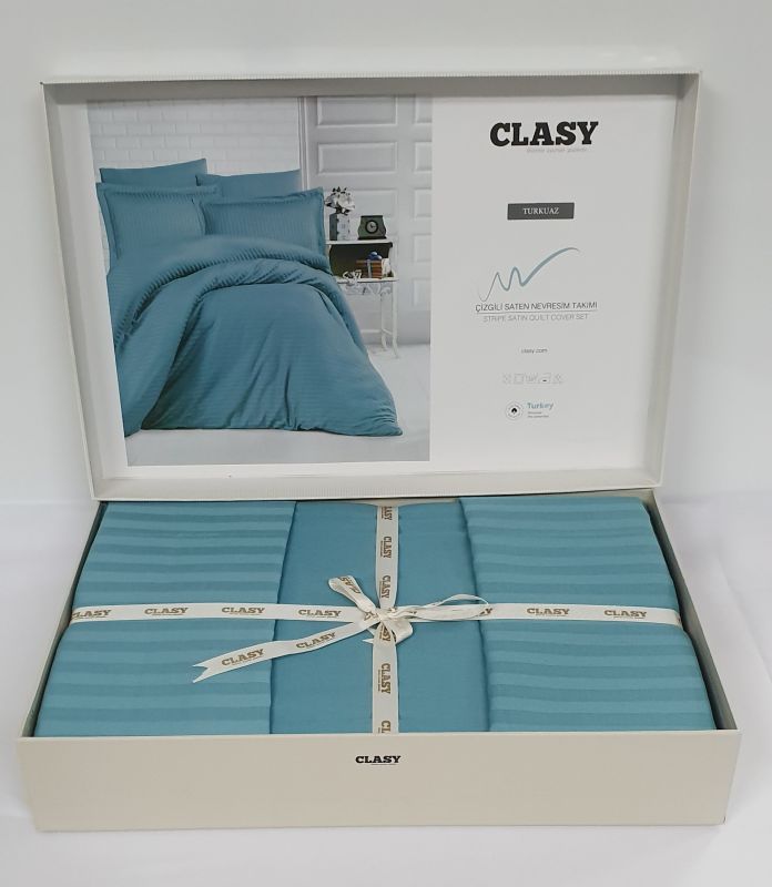 Постільна білизна CLASY страйп-сатин 200x220 см Turkuaz