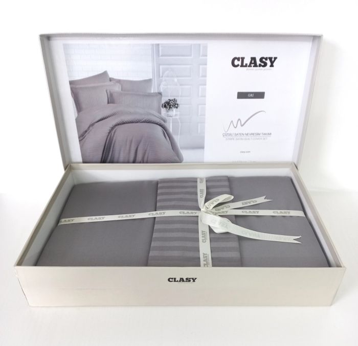 Постільна білизна CLASY страйп-сатин 200x220 см Gri