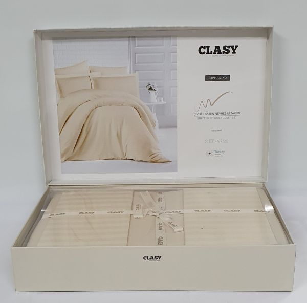 Постільна білизна CLASY страйп-сатин 200x220 см Cappucchino