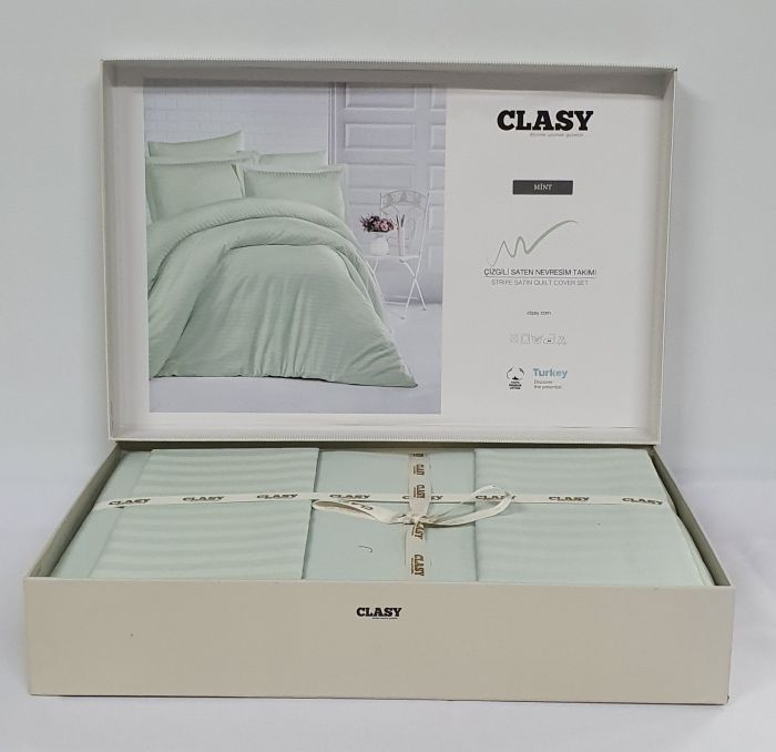 Постільна білизна CLASY страйп-сатин 200x220 см Mint