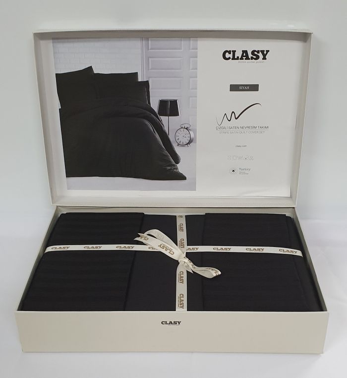 Постільна білизна CLASY страйп-сатин 200x220 см Siyah