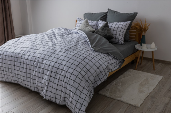 Комплект постільної білизни "Happy Sleep"євро (Grey Check 50*70)