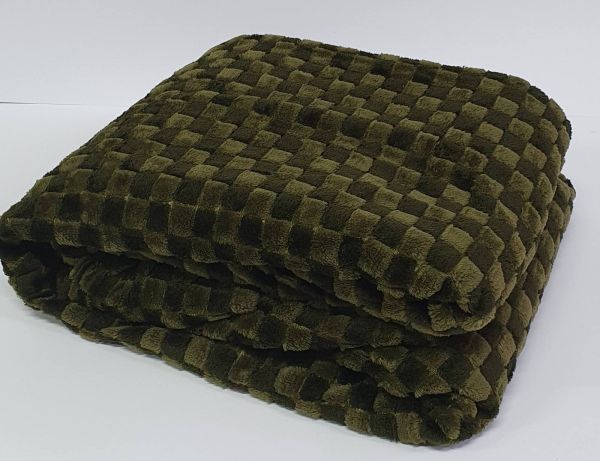 Покривало велюр шахмати 150х200 Dark green