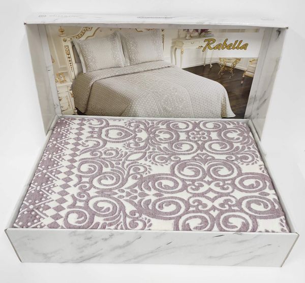 Покривало My Bed Жакард 240x260 з наволочками Rabella Powder