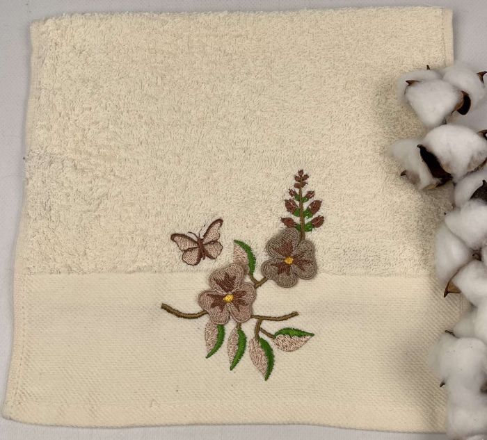 Махровий рушник Ma Me 30х50 Flowers 2 Milk
