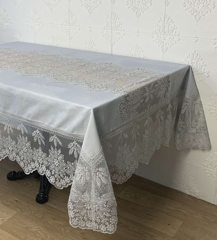 Скатертина  Acme Tekstil 160x220 Kis Masali Silver PVS