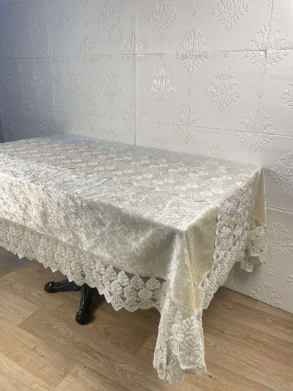 Скатертина Велюр Acme Tekstil 160x300 Lux Queen Cappucino PVS