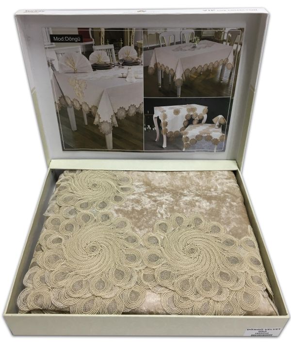 Скатертина Велюр Acme Tekstil 160x220 Dongu Capiccino