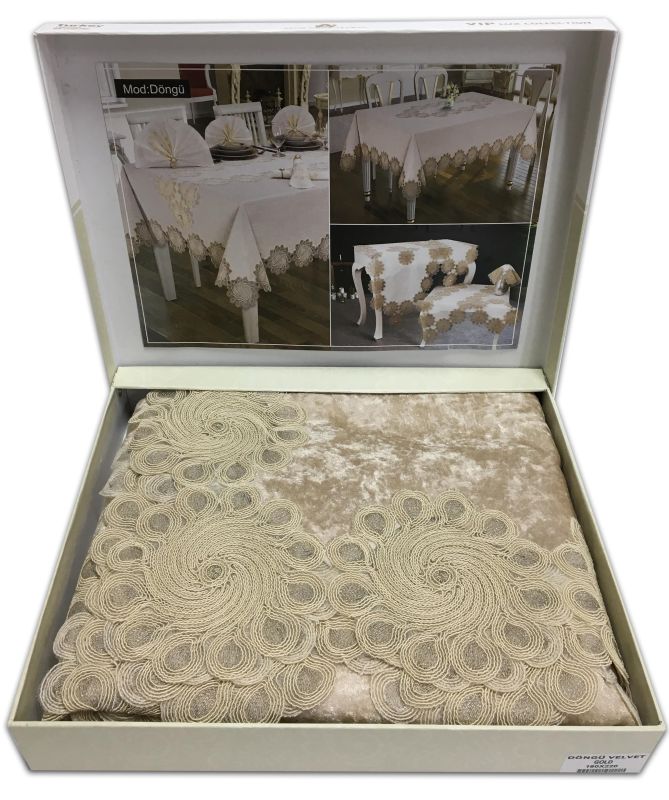 Скатертина Велюр Acme Tekstil 160x220 Dongu Capiccino