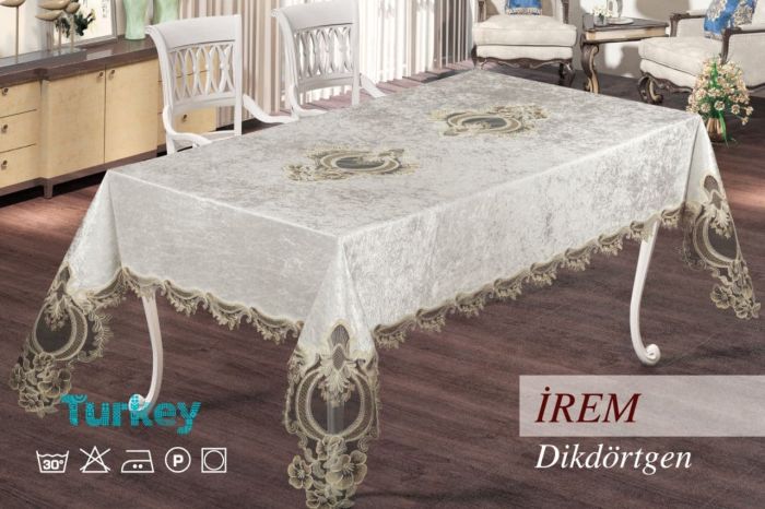 Скатертина велюр Sagol 160x220 IREM Cappucino - Уцінений товар