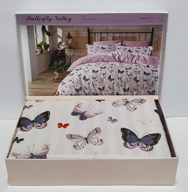 Постільна білизна Maison D'or сатин 200х220 Butterfly Valley Dark Lilac