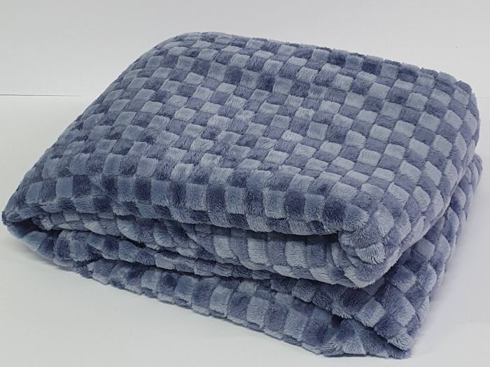Покривало велюр шахмати 200х220 Blue