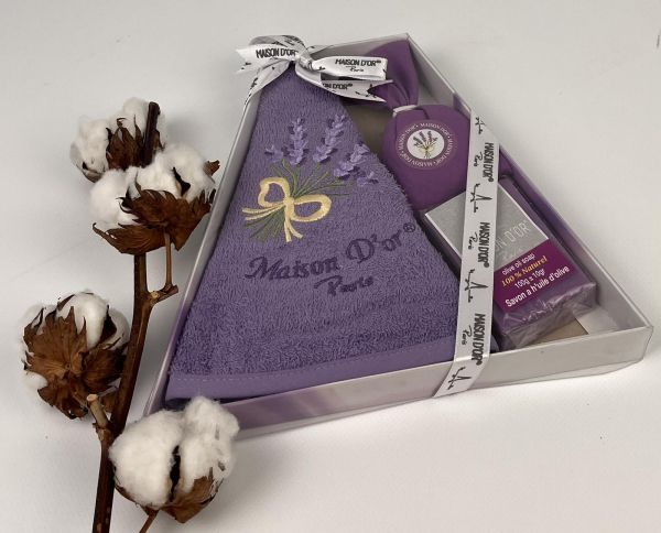 Подарунковий кухонний рушник+мило саше Maison D'or "New lavander" Lila