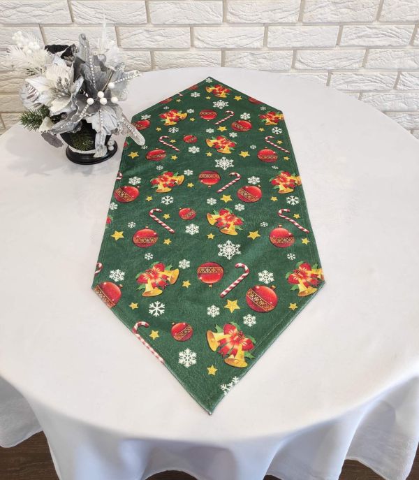 Доріжка "Print" велюр Sagol 35х90 новорічна Yesil