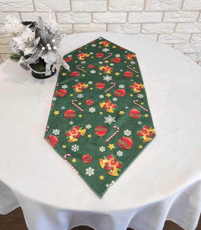 Доріжка "Print" велюр Sagol 35х90 новорічна Yesil