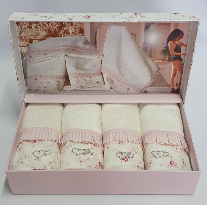 Рушники Maison D'or 4шт Roses 30x50 Rose Color-Ecru
