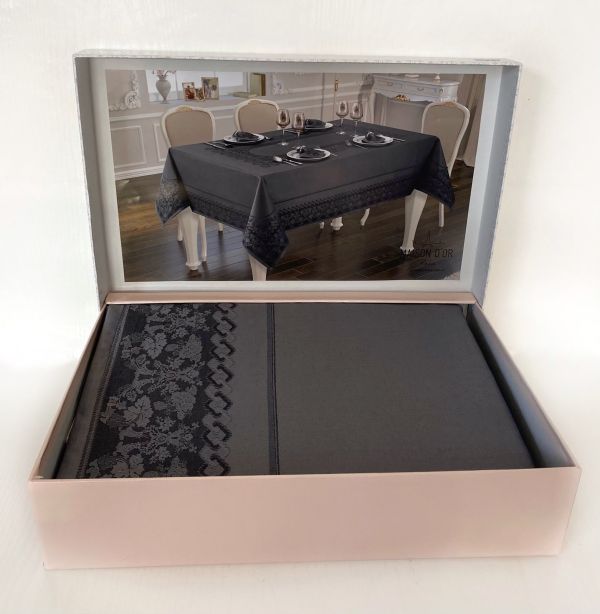 Скатертина Set Maison D'or 160х270+6psc Palmer Grey-Black