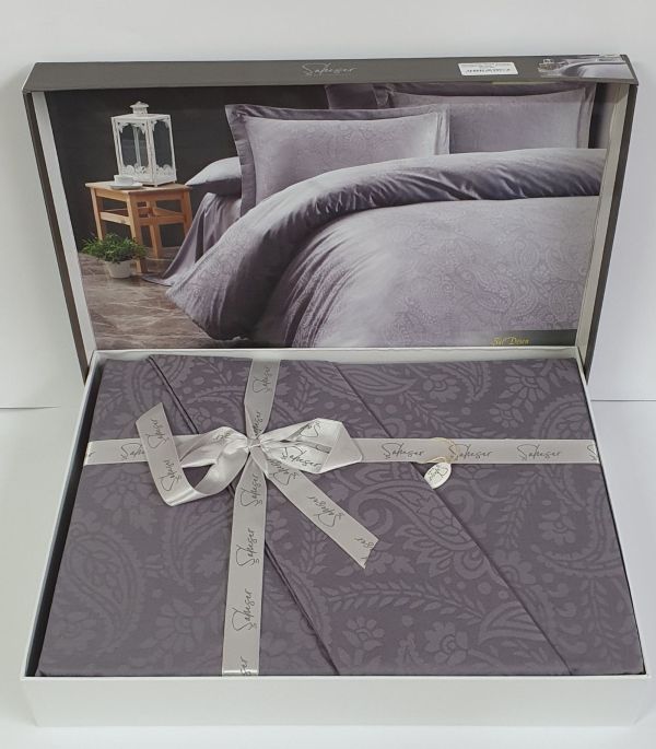 Постільна білизна Saheser Jacquard Vip Satin 200X220 Koyu Gri