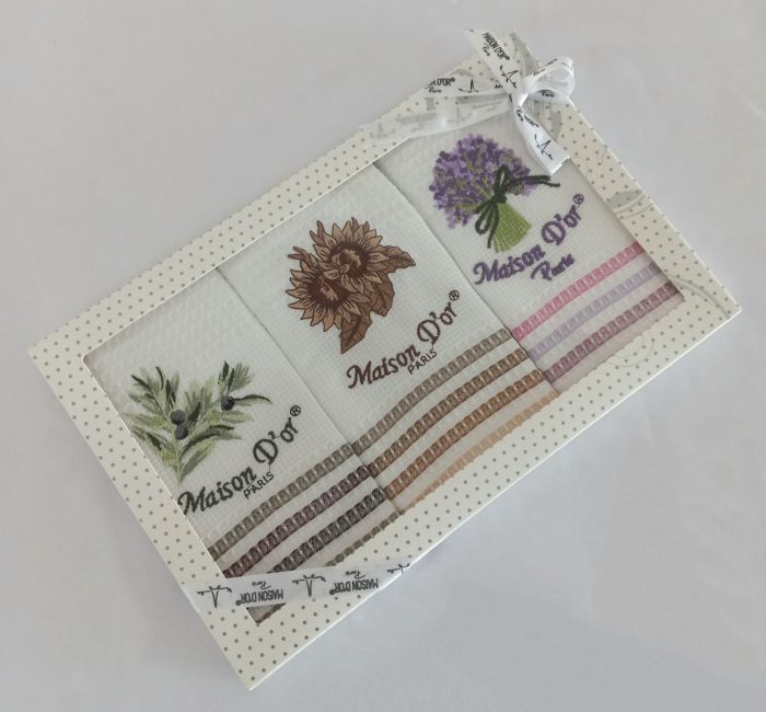 Подарунковий набір кухонних рушників Maison D'or Stripes White