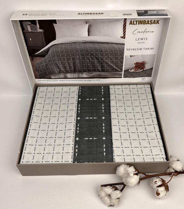 Постільна білизна Altinbasak ранфорс 200x220 Lewis Marble