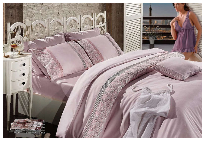 Постільна білизна Maison D'or сатин з мереживом 200х220 Gloriya Dark Lilac