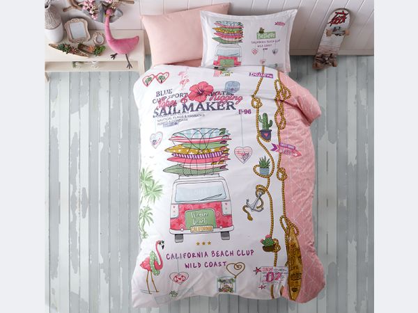 Постільна білизна CLASY ранфорс 160x220 см ALOHA V1 PEMBE