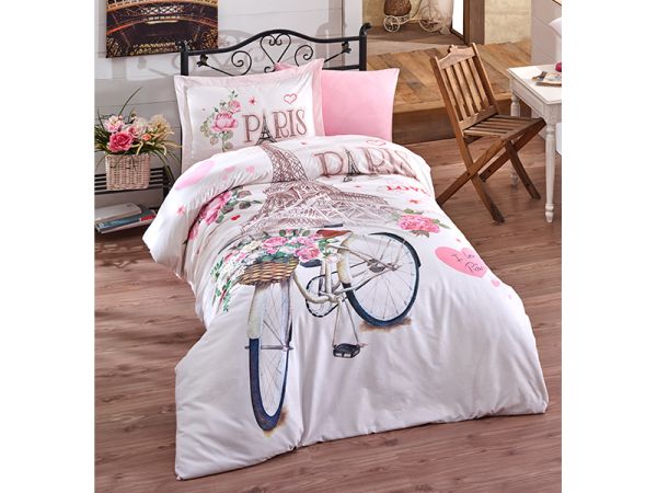 Постільна білизна CLASY ранфорс 160x220 см PARIS LOVE V1 PEMBE