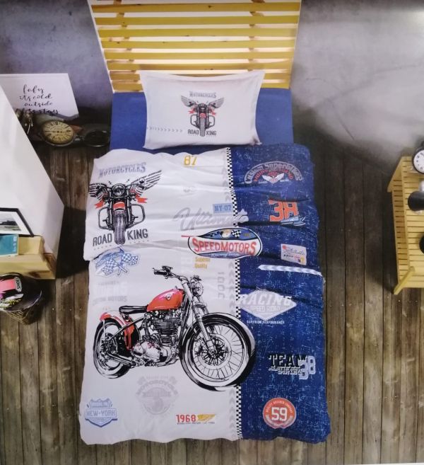 Постільна білизна CLASY ранфорс 160x220 см ROAD KING V1 MAVI