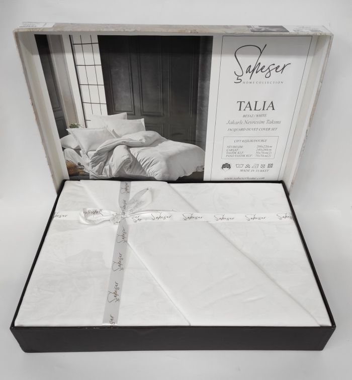 Постільна білизна Saheser Jacquard Vip Satin 200X220 Talia Beyaz/White