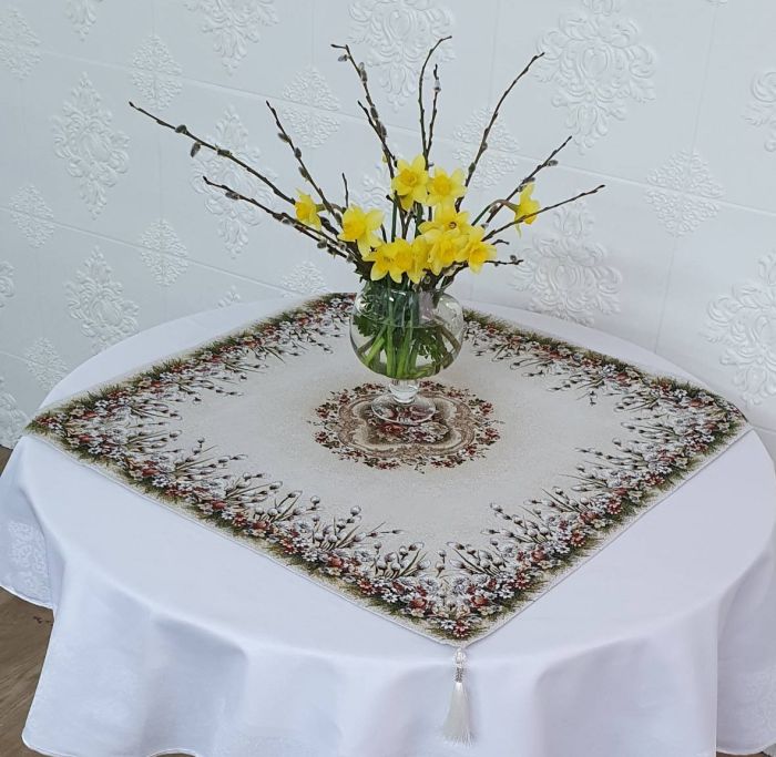 Скатертина квадратна великодня гобеленова Sagol 80x80 ST-148
