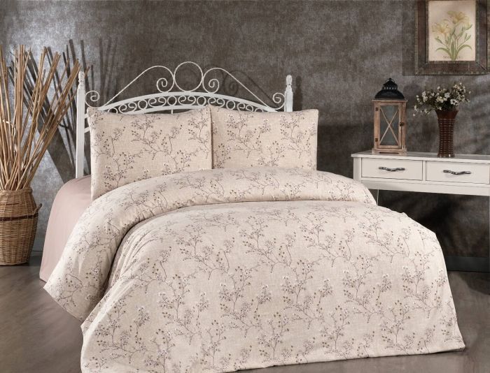 Постільна білизна Belizza фланель 160x220 Leaf Beige